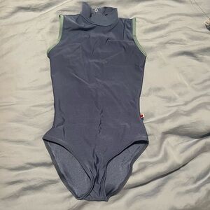 Yumiko Navy and Green Sleeveless Leotard